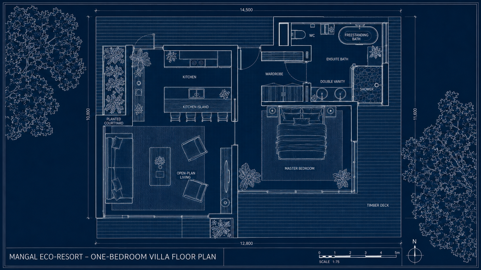 One-bedroom villa floor plan